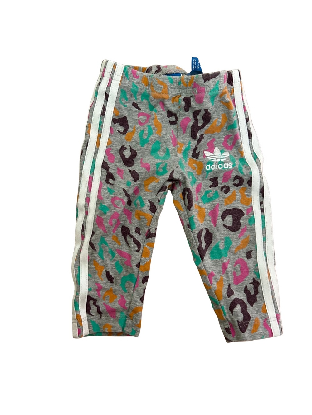 adidas Baby Grey Leopard Print Track Pants with Multicolor Accents